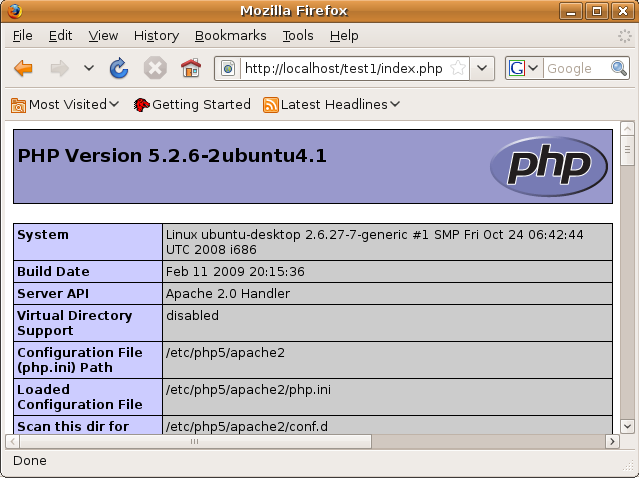 ubuntu phpinfo